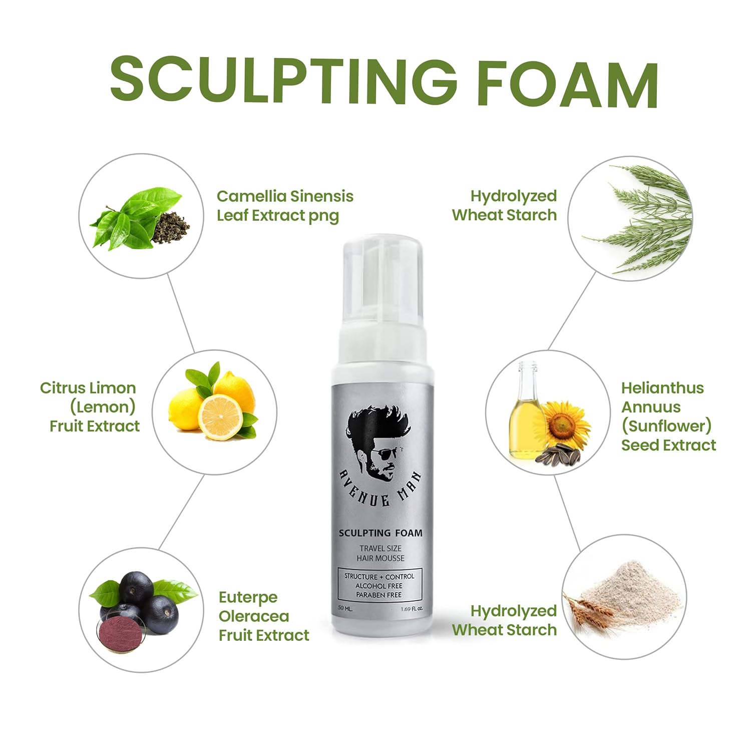 Avenue Man Sculpting Foam for Men - Travel Size - Avenue Man Hair Products