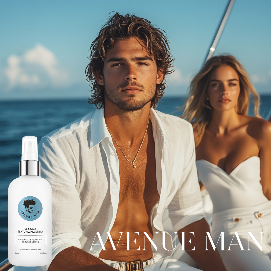 Achieve Effortless Beach Waves with Avenue Man's Sea Salt Hair Spray